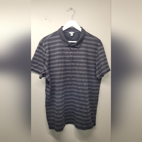 Mens Large Calvin Klein striped grey tone polo cotton - Picture 1 of 7